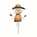 Cute Scarecrow Illustration: Minimalistic And Realistic Art Style Royalty Free Stock Photo