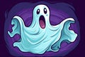 cute scared ghost halloween cartoon AI generated