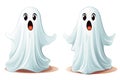 cute scared ghost halloween cartoon AI generated