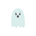 Cute scared Halloween Ghost icon. Blue color Cartoon character for Helloween holidays. Printable flat style. Traditional Royalty Free Stock Photo