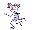 A Cute Scared White Mouse is Running Away