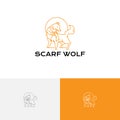 Cute Scarf Moon Wolf Wildlife Monoline Logo