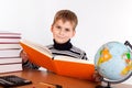 Cute schoolboy is reading a book Royalty Free Stock Photo