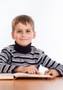 Cute schoolboy is reading a book Royalty Free Stock Photo