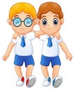 Cute schoolboys in a school uniform Royalty Free Stock Photo