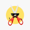 Cute scissors character with mustache