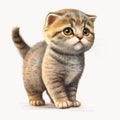 Cute Scottish Fold Kitten on White Background