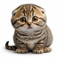 Cute Scottish Fold Kitten on White Background