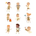 Cute Scouts Boys and Girls Set, Scouting Children Characters in Uniform, Summer Holiday Activities Concept Cartoon Style