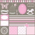 Cute scrapbook design elements set. Royalty Free Stock Photo