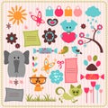 Cute scrapbook elements with animals