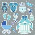 Cute scrapbooking elements for newborn baby boy