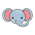Cute scribble elephant face cartoon Royalty Free Stock Photo