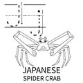 Cute Sea Animal Alphabet Series. J is for Japanese spider crab. Vector cartoon character design illustration