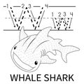 Cute Sea Animal Alphabet Series. W is for Whale Shark. Vector cartoon character design illustration Royalty Free Stock Photo