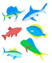 Cute sea fishes. Vector cartoon color illustration.