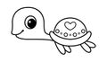 Cute sea turtle coloring page cartoon vector illustration Royalty Free Stock Photo