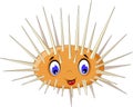 Cute sea urchin cartoon smiling Royalty Free Stock Photo