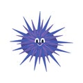 Cute Sea urchin on white background. Vector illustration in a flat cartoon style Royalty Free Stock Photo