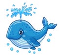 Cute sea whale animal swimming under water, big blue ocean fish cartoon character. Underwater life. Marine undersea creature icon Royalty Free Stock Photo