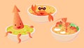 Cute seafood cartoon vector design