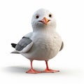 Cute Seagull 3d Clay Render On White Background