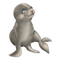 Cute seal cub cartoon character