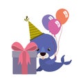 Cute seal with gift box Royalty Free Stock Photo