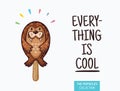 Cute seal popsicle illustration. Vector ice cream Royalty Free Stock Photo