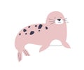 Cute seal, sea dog calf. Scandinavian baby animal. Funny sweet lovely Scandi character sleeping, lying. Childish nordic