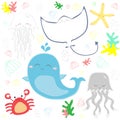 Cute sealife vector