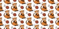 CUTE SEAMLESS AUTUMN PATTERN. AUTUMN ANIMALS. Hello, Autumn. CHILDREN`S ROOM AND TEXTILE DESIGN. RED PANDA ON A WHITE BACKGROUND