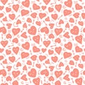 Cute Seamless background, hearts of different shapes, Kawaii, faces . Doodle elements, arrows, waves, arrows. Hand drawn pattern Royalty Free Stock Photo