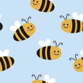 Cute seamless bees pattern. Childish texture.