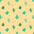 Cute seamless cactus pattern background.