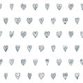 Cute seamless doodle pattern with different hearts.