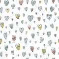 Cute seamless doodle pattern with different hearts.