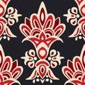 Cute seamless floral damask pattern vector background