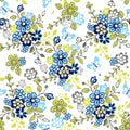 Cute seamless floral pattern with butterflies. Colorful spring background for fabric, textile, wrapping paper.