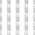 Cute seamless hand drawn pattern with doodle houses in line art style Royalty Free Stock Photo