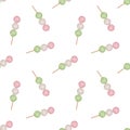 Cute seamless hand drawn watercolor dango traditional japanese sweet pattern