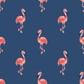 Cute seamless hand drawn watercolor flamingo elephant pattern Royalty Free Stock Photo
