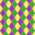 Cute seamless Mardi Gras pattern in trraditional colors