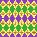 Cute seamless Mardi Gras pattern in trraditional colors