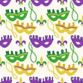 Cute seamless Mardi Gras pattern in trraditional colors