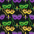 Cute seamless Mardi Gras pattern in trraditional colors