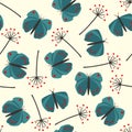 Cute seamless nature pattern with butterfly and dandelion.