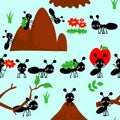 Cute seamless pattern with ants.