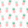 Cute seamless vector pattern background illustration with pineapples with hearts and black confetti