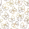 Cute seamless pattern with beautiful golden bows Royalty Free Stock Photo